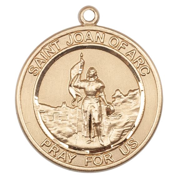 14KT GOLD ST JOAN OF ARC MEDAL - 1" x 7/8"