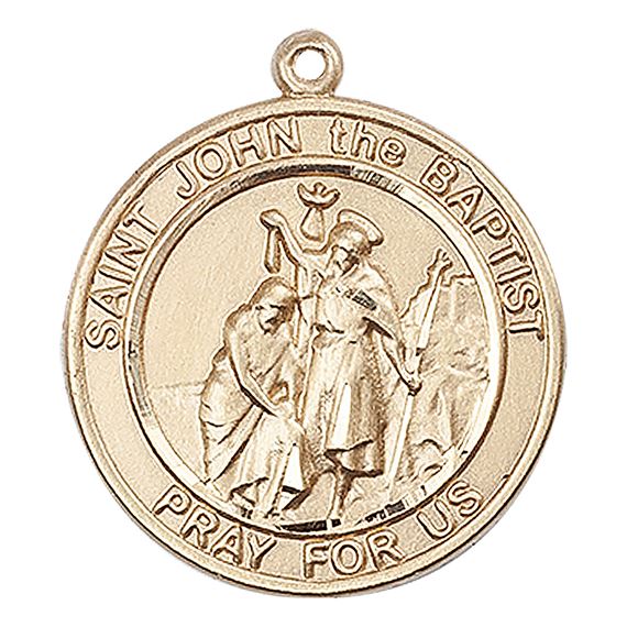 14KT GOLD ST JOHN THE BAPTIST MEDAL - 1" x 7/8"