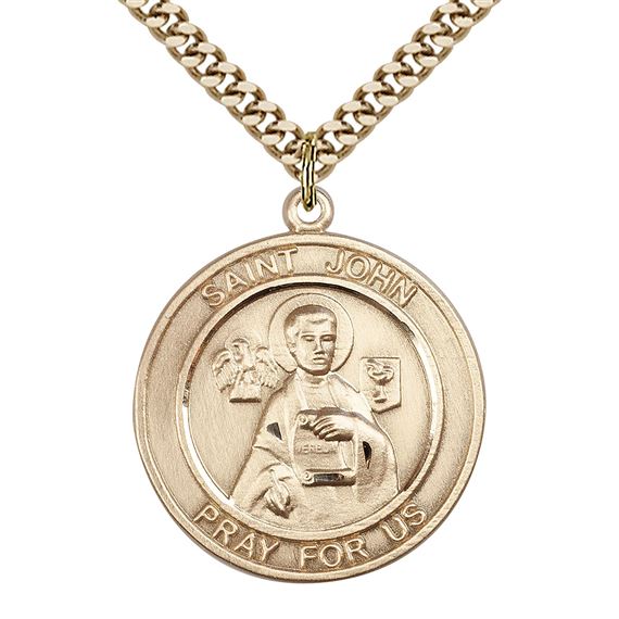14KT GOLD FILLED ST JOHN THE APOSTLE PENDANT WITH CHAIN - 1" x 7/8"