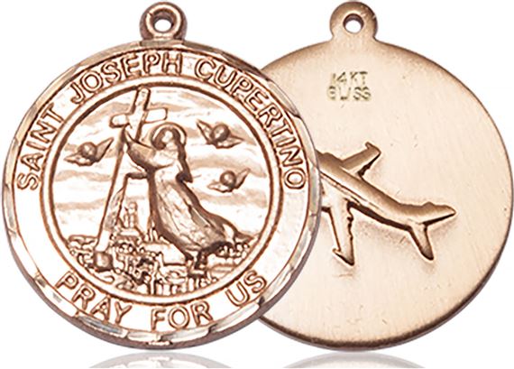 14KT GOLD ST JOSEPH OF CUPERTINO MEDAL - 1" x 7/8"