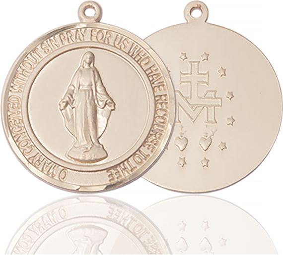 14KT GOLD MIRACULOUS MEDAL - 1" x 7/8"