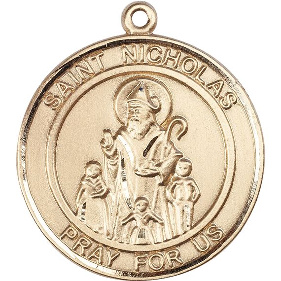 14KT GOLD ST NICHOLAS MEDAL - 1" x 7/8"