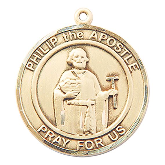 14KT GOLD PHILIP THE APOSTLE MEDAL - 1" x 7/8"