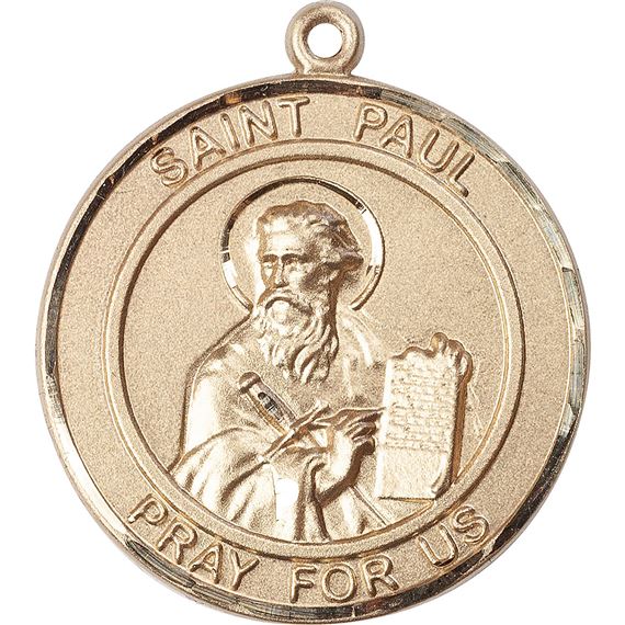 14KT GOLD ST PAUL THE APOSTLE MEDAL - 1" x 7/8"