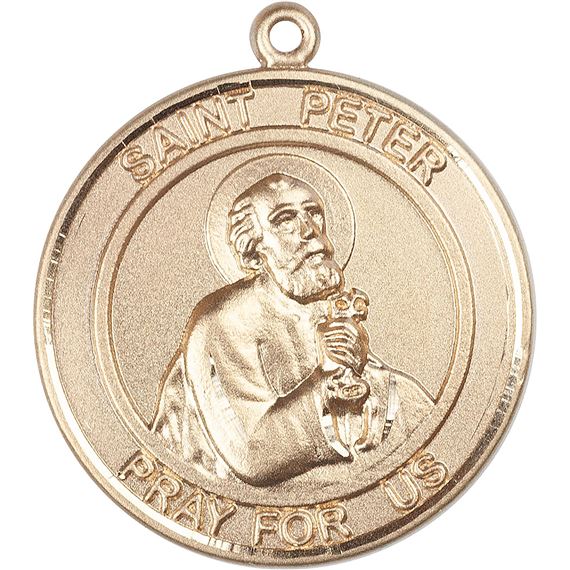 14KT GOLD ST PETER THE APOSTLE MEDAL - 1" x 7/8"