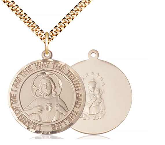 14KT GOLD FILLED SCAPULAR PENDANT WITH CHAIN - 1" x 7/8"