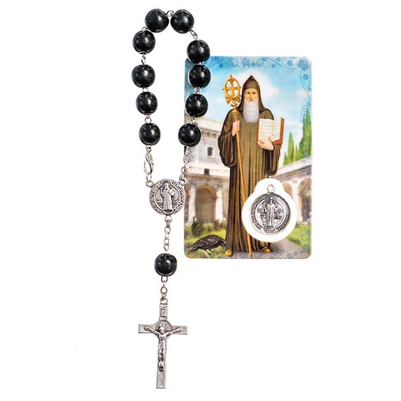 ST. BENEDICT SINGLE DECADE ROSARY WITH HOLY CARD