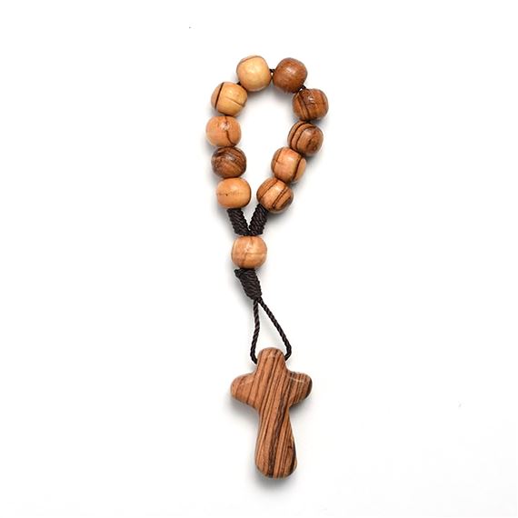 SINGLE DECADE OLIVE WOOD ROSARY WITH COMFORT CROSS
