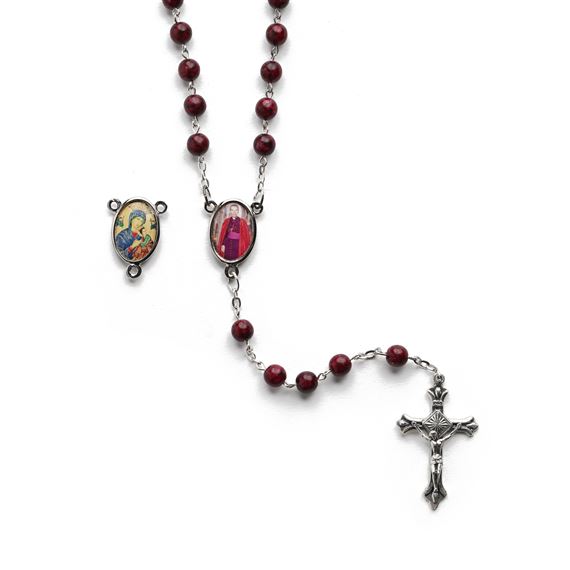 BLESSED ARCHBISHOP FULTON J. SHEEN GLASS BEAD ROSARY