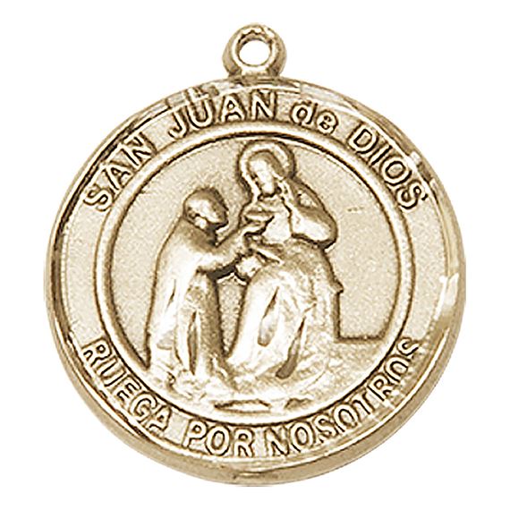 14KT GOLD SAN JUAN DE DIOS MEDAL - 1" x 7/8"