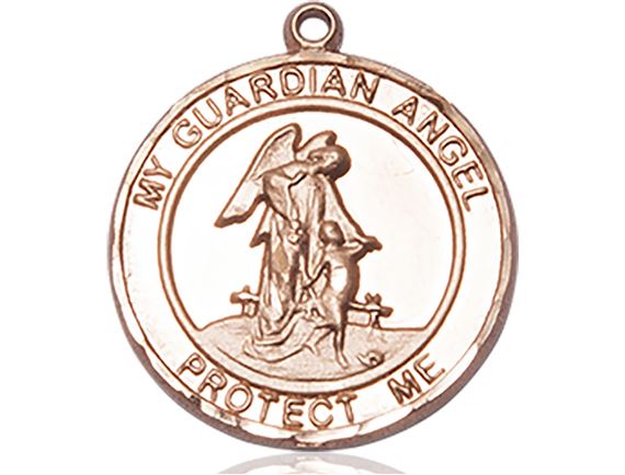 14KT GOLD GUARDIAN ANGEL MEDAL - 1" x 7/8"