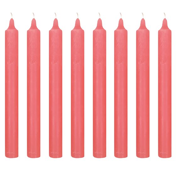 PACKAGE OF EIGHT ROSE 8" TAPER CANDLES