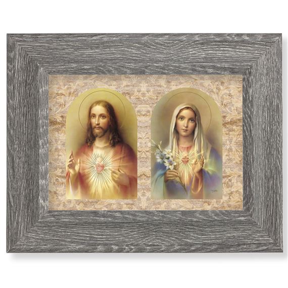 THE SACRED HEARTS FRAMED ART - 9 1/2" X 7 1/2"