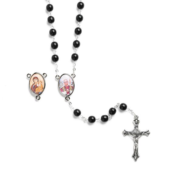 POPE LEO XIV BLACK BEAD ROSARY