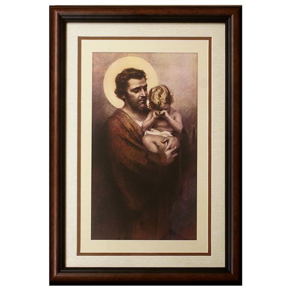 ST. JOSEPH AND JESUS FRAMED ARTWORK - 13" X 19"