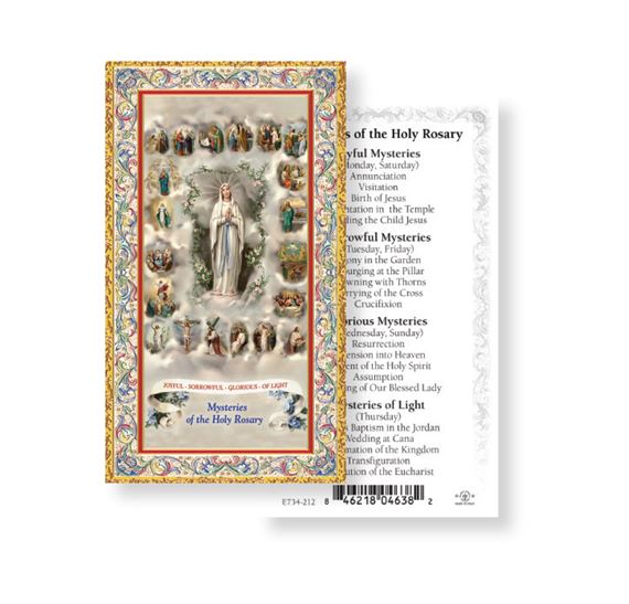 MYSTERIES OF THE ROSARY PAPER HOLY CARD