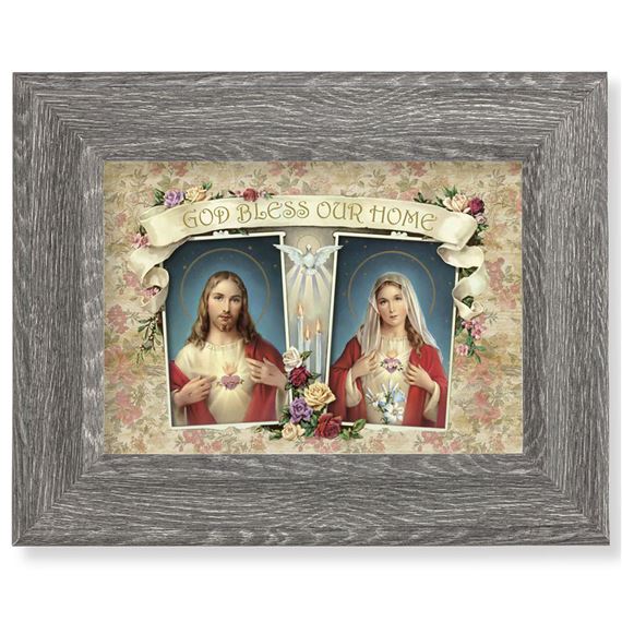 THE SACRED HEARTS HOUSE BLESSING FRAMED ART - 9 1/2" X 7 1/2"