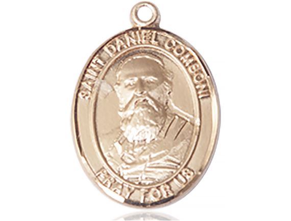 14KT GOLD ST DANIEL COMBONI MEDAL - 1" x 3/4"
