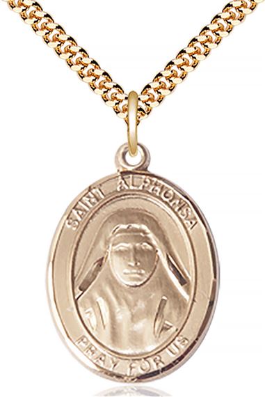 14KT GOLD FILLED ST ALPHONSA PENDANT WITH CHAIN - 1" x 3/4"