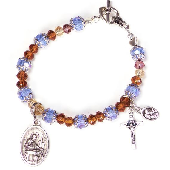 ST, JOSEPH THE WORKER NOVENA BRACELET - ST. JOSEPH AND HOLY FAMILY MEDALS AND BENEDICTINE CRUCIFIX