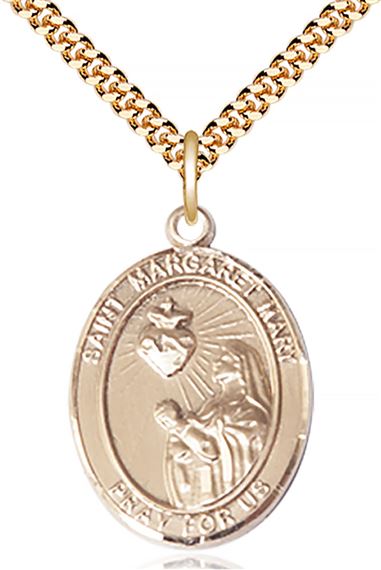 14KT GOLD FILLED ST MARGARET MARY ALACOQUE PENDANT WITH CHAIN - 1" x 3/4"