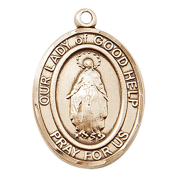 14KT GOLD OUR LADY OF GOOD HELP MEDAL - 1" x 3/4"