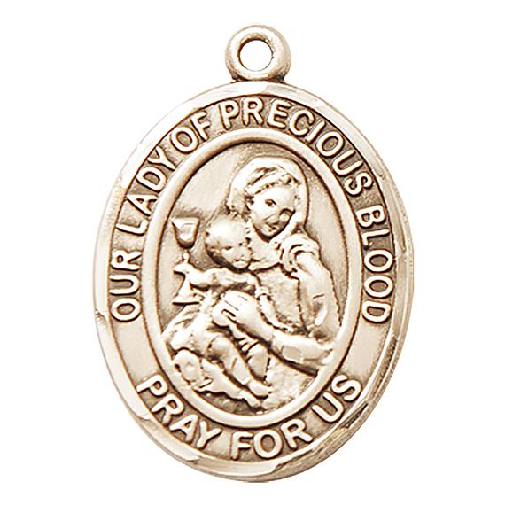 14KT GOLD OUR LADY OF THE PRECIOUS BLOOD MEDAL - 1" x 3/4"