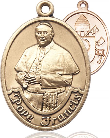 14KT GOLD POPE FRANCIS MEDAL - 1" x 3/4"