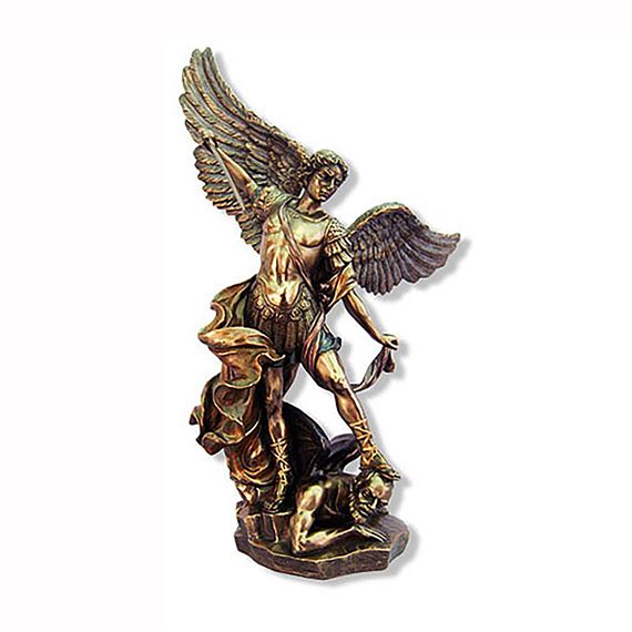 ST. MICHAEL BRONZED STATUE - 10"