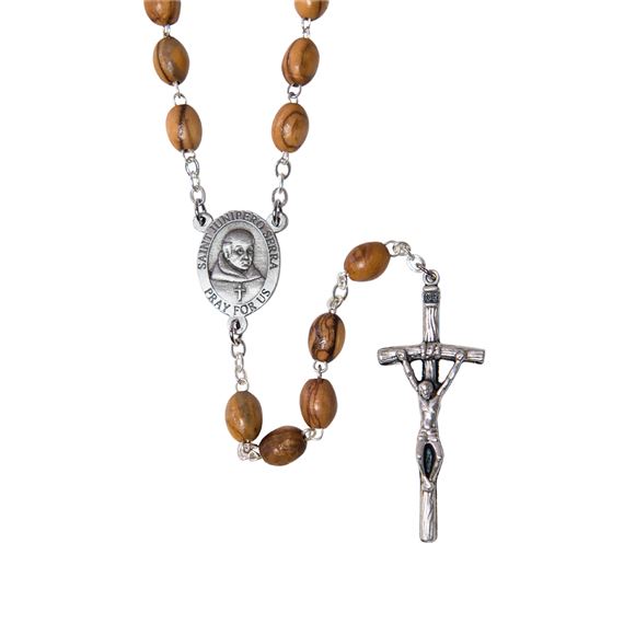 ST. JUNIPERO SERRA OLIVE WOOD ROSARY