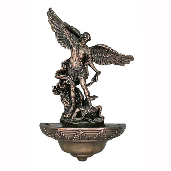 ST. MICHAEL HOLY WATER FONT - BRONZE FINISH