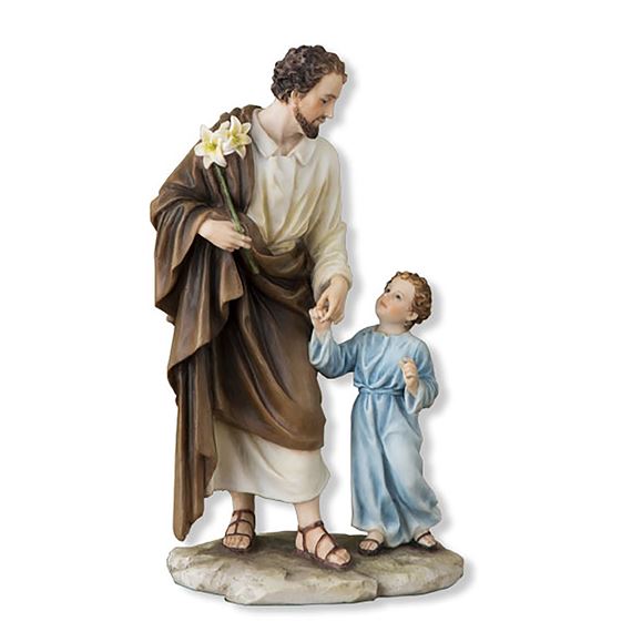 ST. JOSEPH WITH THE CHILD JESUS - 8 1/4" PAINTED STATUE