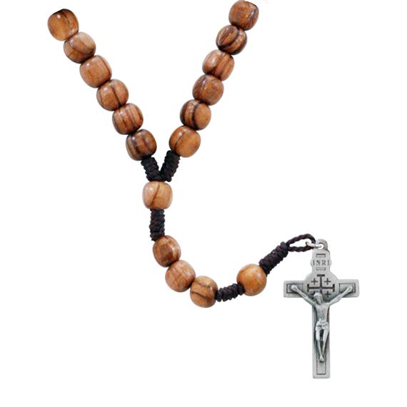 CORD ROSARY WITH JERUSALEM CRUCIFIX