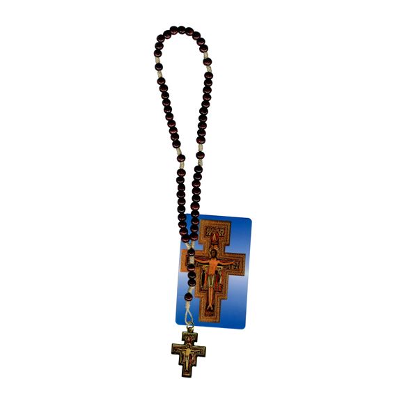SAN DAMIANO WOOD BEAD ROSARY