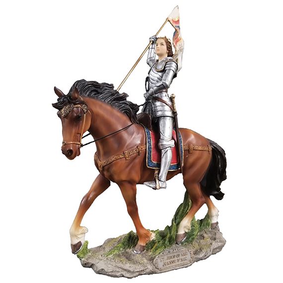 PAINTED ST. JOAN OF ARC EQUESTRIAN STATUE