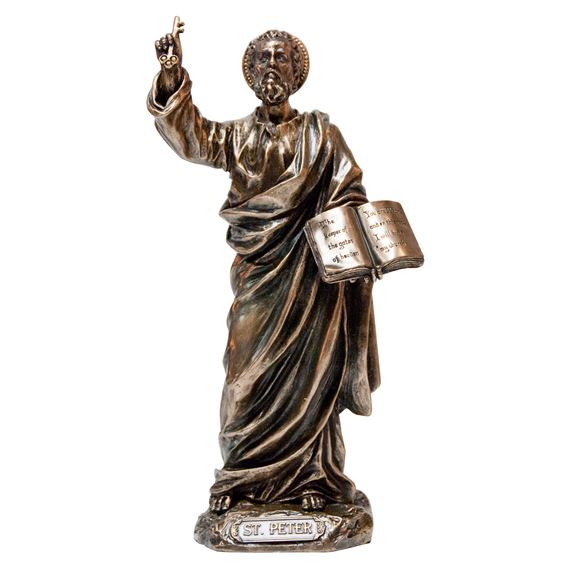 ST. PETER BRONZE STATUE - 8 INCH