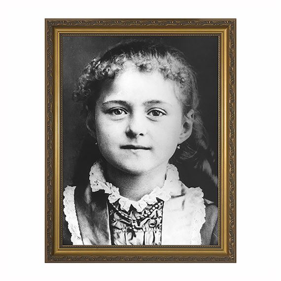 ST. THERESE CHILDHOOD PHOTO - GOLD FRAME - 10 1/4" x 12 1/4"