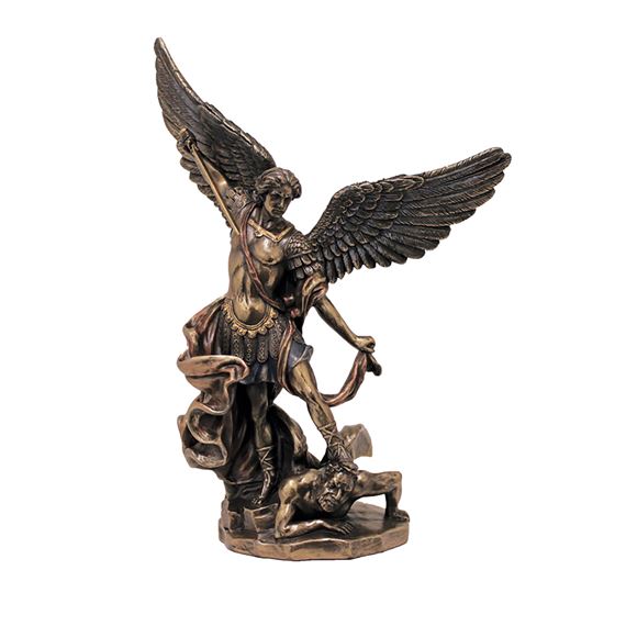 ST. MICHAEL BRONZED STATUE - 8"