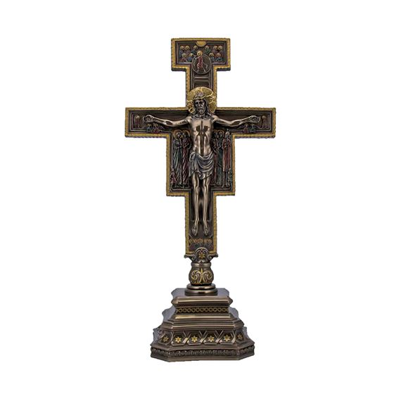 STANDING SAN DAMIANO CRUCIFIX IN COLD-CAST BRONZE