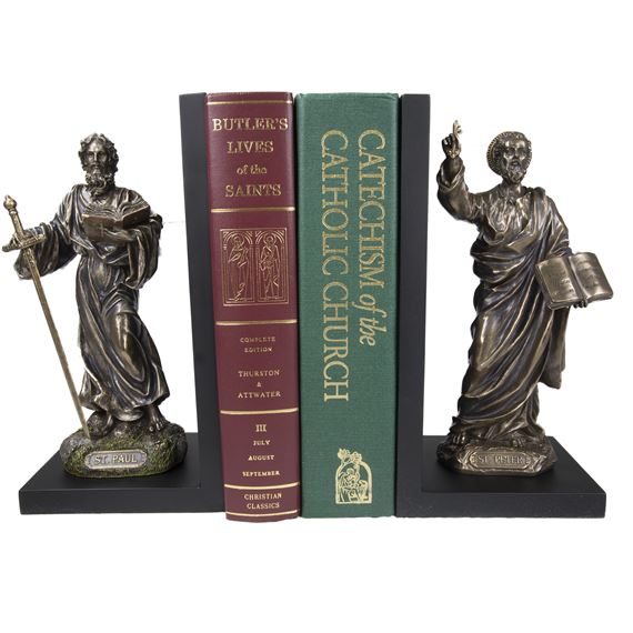 SS. PETER AND PAUL BRONZE BOOKEND SET