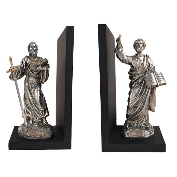 SS. PETER AND PAUL PEWTER-STYLE BOOKEND SET