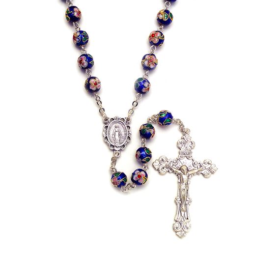 DARK BLUE CLOISONNE ROSARY