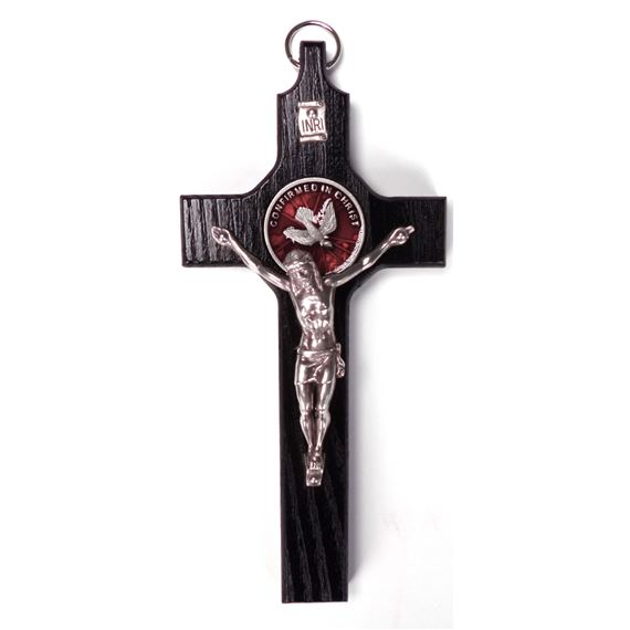 CONFIRMATION CRUCIFIX WITH RED ENAMEL