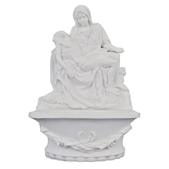 VERONESE PIETA HOLY WATER FONT WITH BASE - WHITE
