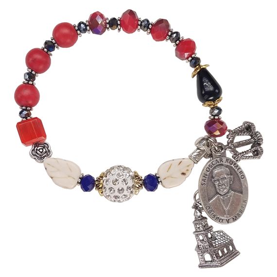GENUINE GEMSTONE ST. OSCAR ROMERO - ROSARY BRACELET