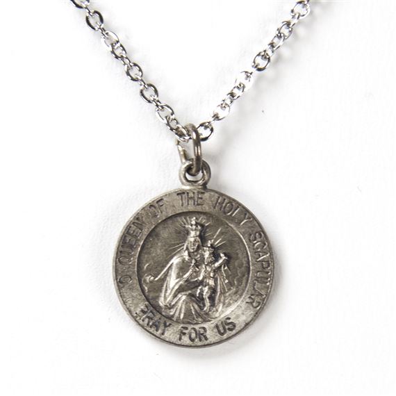 ANTIQUED STERLING SILVER SCAPULAR MEDAL