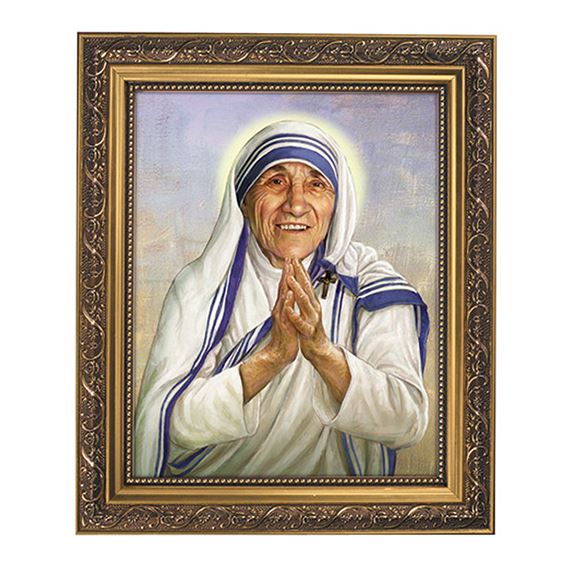 ST. TERESA OF CALCUTTA - GOLD FRAME - 10 1/2" x 12 1/2"