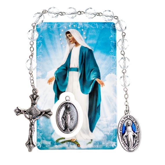 OUR LADY OF GRACE SINGLE DECADE ROSARY AND HOLY CARD