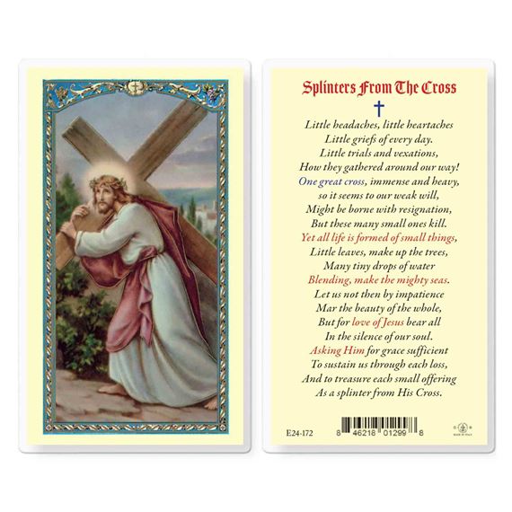 LAMINATED HOLY CARD - SPLINTERS FROM CROSS