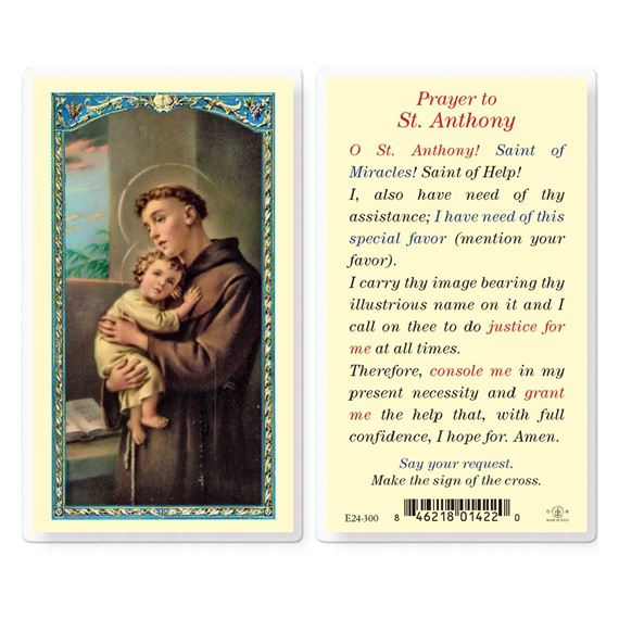 LAMINATED HOLY CARD - PRAYER TO ST. ANTHONY